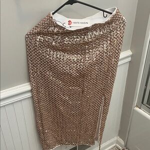 Kate Kasin Women's Sequin Midi Skirt - Bronze